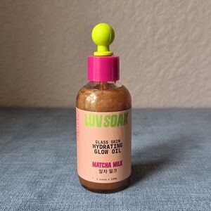 LUV SOAK Glass Skin Glow Oil Matcha Milk Hydrating Shimmer 4oz Tested
